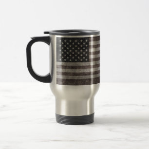USA Flag, Vintage Retro American Flag On Canvas Travel Mug