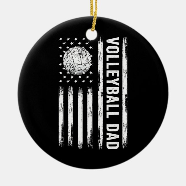 USA Flag Volleyball Dad Volleyball Game Day Vibes Ceramic Tree Decoration (Front)