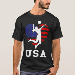 Usa Flag Volleyball Support Usa Team T-Shirt