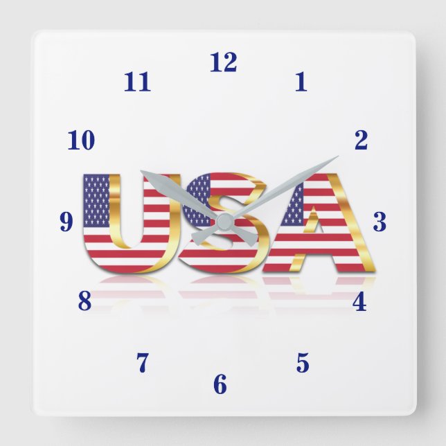 USA Flag Wall Clock Patriotic  (Front)