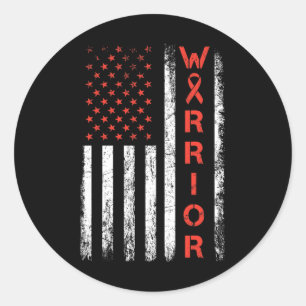 Usa Flag Warrior - Heart Disease Awareness 1 Classic Round Sticker