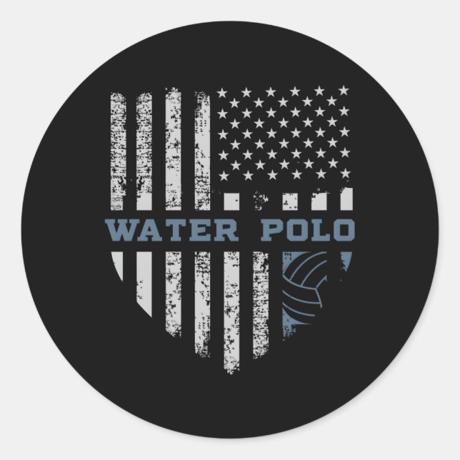 Usa Flag Water Polo Classic Round Sticker (Front)