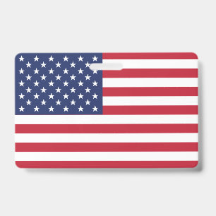 USA Flag Waves High: Symbol of Liberty and Unity ID Badge