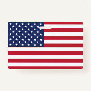 USA Flag Waves High: Symbol of Liberty and Unity ID Badge
