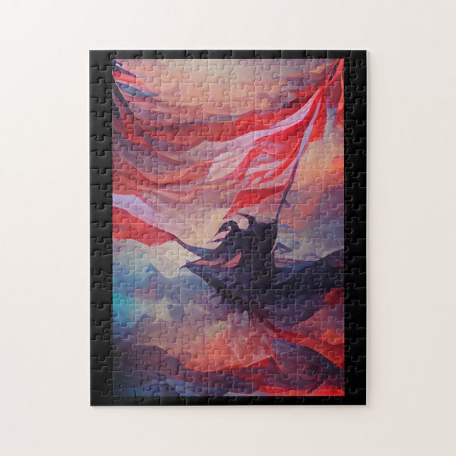 USA flag waving July 4th Memorial Day abstract art Jigsaw Puzzle (Vertical)