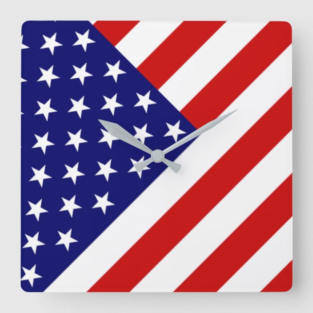 USA Flag wccn Square Wall Clock (Front)