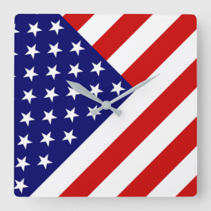 USA Flag wccnt Square Wall Clock