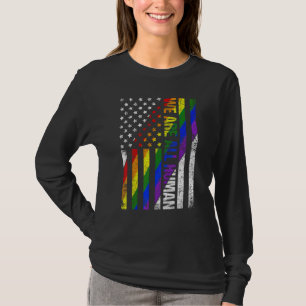 USA Flag We Are All Human LGBT Flag Gay Pride Mont T-Shirt