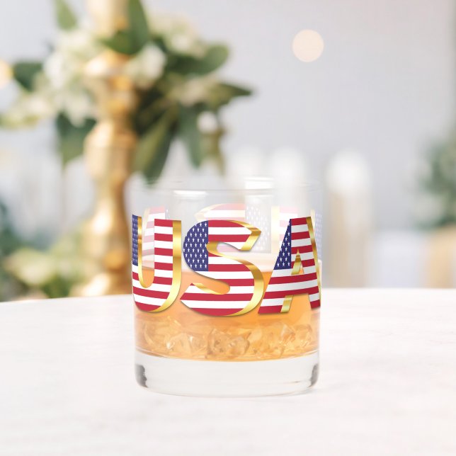 USA Flag Whiskey Glass (Insitu (Wedding))