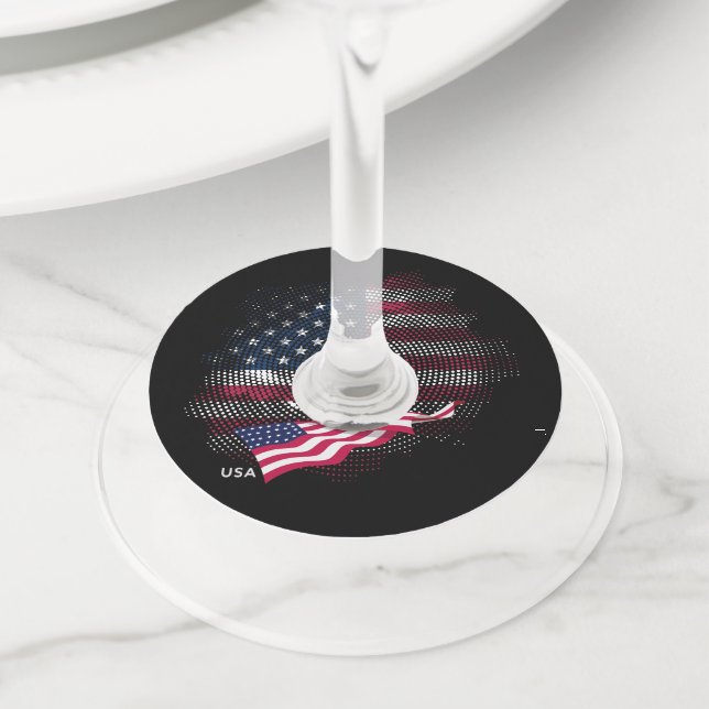 USA flag Wine Glass Tag (Close Up)