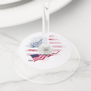 USA flag Wine Glass Tag