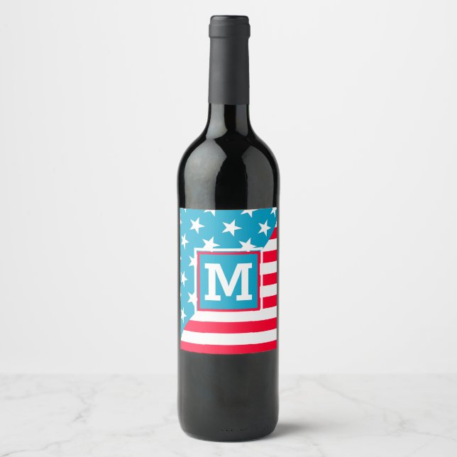 USA Flag Wine Label (Front)