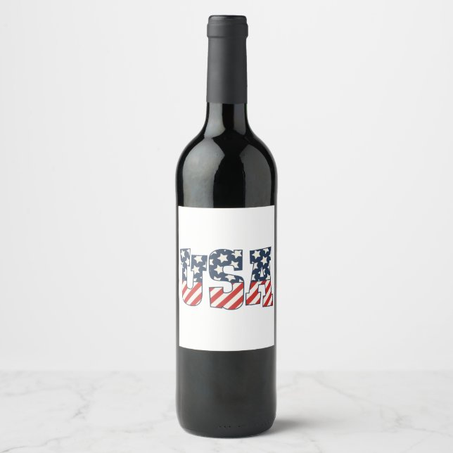 USA Flag Wine Label (Front)