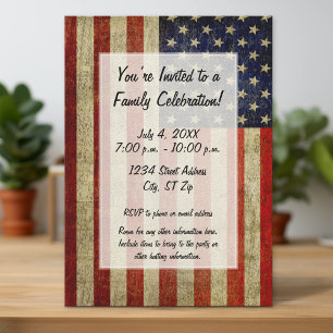 USA Flag with a vintage look Party Invitation