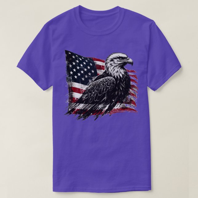 USA Flag with Bald Eagle T-Shirt (Design Front)