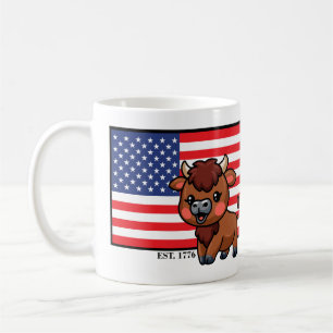 USA Flag with Bison EST 1776 Coffee Mug