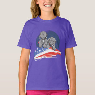 USA Flag With Cute Puppies Design T-Shirt