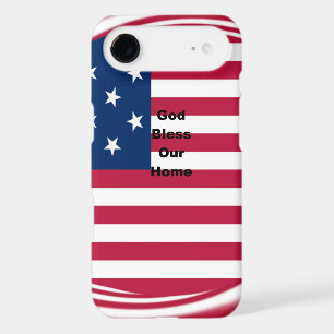 USA flag with God Bless our Home text art design