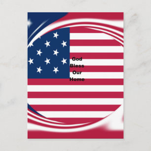 USA flag with God Bless our Home text art design  Postcard