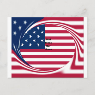 USA flag with God Bless our Home text art design  Postcard