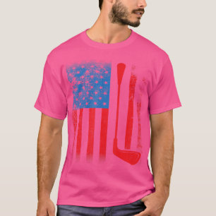 Usa Flag With Golf Club T-Shirt