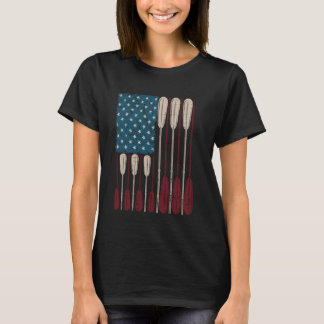 USA Flag with Oar Stripes for Rowers T-Shirt