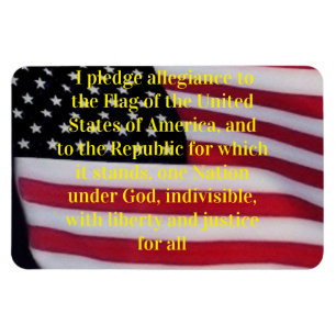 USA flag with pledge magnet