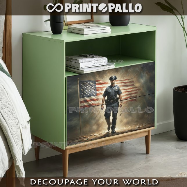 USA flag with Police agent protect you  Tissue Paper (Creator Uploaded)