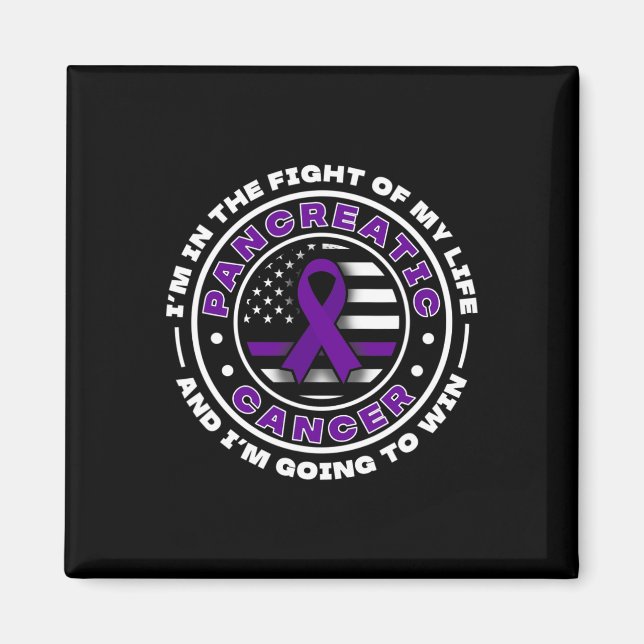 Usa Flag With Purple Ribbons For Pancreatic Cancer Magnet (Front)