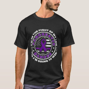 Usa Flag With Purple Ribbons For Pancreatic Cancer T-Shirt