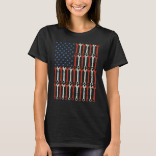 USA flag with Wrenches for Car Mechanics Workshop T-Shirt