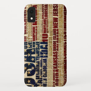 USA Flag Word Cloud All 50 States Art iPhone XR Case