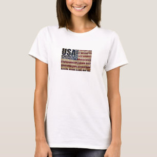 USA Flag Word Cloud All 50 States Art T-Shirt