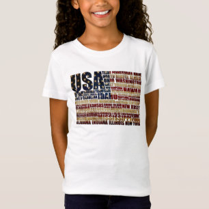 USA Flag Word Cloud All 50 States Art T-Shirt