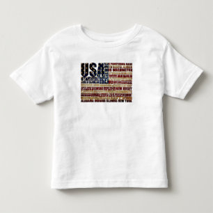 USA Flag Word Cloud All 50 States Art Toddler T-Shirt