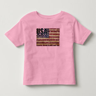 USA Flag Word Cloud All 50 States Art Toddler T-Shirt