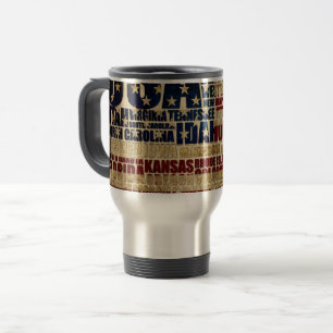 USA Flag Word Cloud All 50 States Art Travel Mug