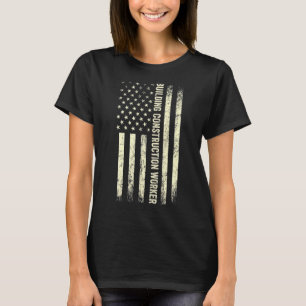 Usa Flag Working Proud American Construction Work T-Shirt