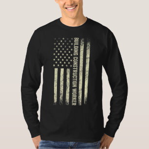 Usa Flag Working Proud American Construction Work T-Shirt