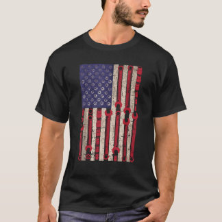 USA Flag Wrench Tools 4th of July Patriotic Mechan T-Shirt