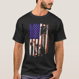 Usa Flag Wrench Tools 4th Of July Patriotic Mechan T-Shirt