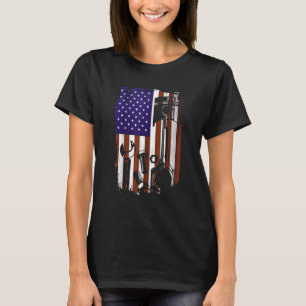 Usa Flag Wrench Tools 4th Of July Patriotic Mechan T-Shirt