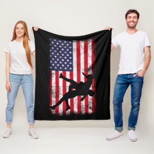 Usa Flag Wrestling American Flag Wrestling Wrestle Fleece Blanket