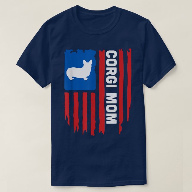 USA flagPatriotic Corgi Mum  T-Shirt (Design Front)