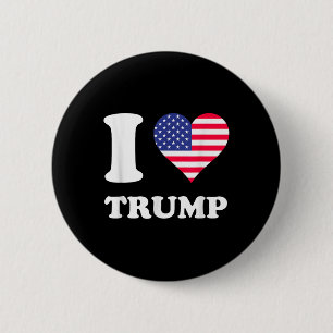 Usa Flags Heart I Love Trump 6 Cm Round Badge