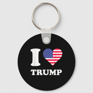 Usa Flags Heart I Love Trump Key Ring