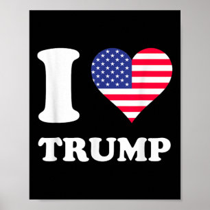 Usa Flags Heart I Love Trump Poster