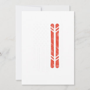 USA Flog Ski Skier Skiing Winter Sports Mountains  Invitation