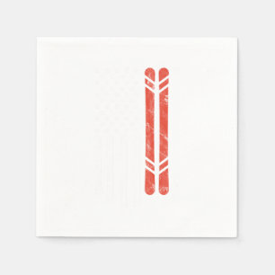 USA Flog Ski Skier Skiing Winter Sports Mountains  Napkin