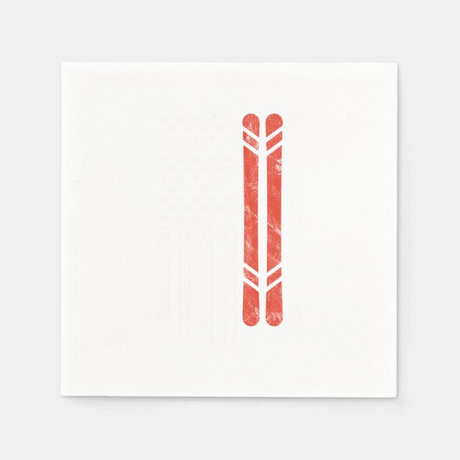 USA Flog Ski Skier Skiing Winter Sports Mountains  Napkin (Front)